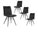 Lot De 4 Chaises Tissu Noir Simili Cuir Anthracite - Marty