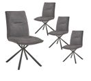 Lot De 4 Chaises Tissu Gris Piètement Etoile - Juliane