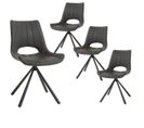 Lot De 4 Chaises Pivotantes Simili Cuir Anthracite - Ferra