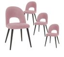 Lot De 4 Chaises Tissu Rose Dossier Ajouré - Bisca