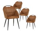 Lot De 4 Chaises Tissu Camel Avec Accoudoirs - Basna