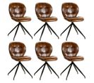 Lot De 6 Chaises Simili Cuir Vieilli Marron - Foly