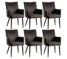 Lot De 6 Chaises Matelassées Grises Avec Accoudoirs - Lira