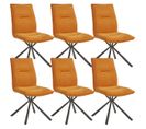 Lot De 6 Chaises Tissu Orange Piètement Etoile - Juliane