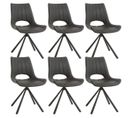 Lot De 6 Chaises Pivotantes Simili Cuir Anthracite - Ferra