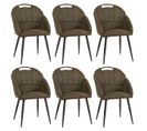 Lot De 6 Chaises Tissu Kaki Avec Accoudoirs - Basna