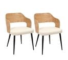 Lot De 2 Fauteuils Bois Et Métal Assise En Tissu Bouclettes - Kilpa