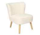 Fauteuil En Tissu Bouclettes Blanc Pieds Bois Naturel - Kelios