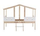 Lit Cabane 90x190cm Bois Massif Blanc Et Naturel - Greem