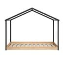 Lit Cabane 90x200cm Gris Anthracite Et Naturel - Uther