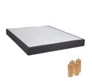 Sommier Tapissier Démontable 2x20 Lattes 140x190cm Anthracite + Pieds Bois 15cm - Tapikit