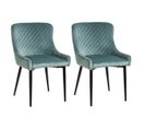 Lot De 2 Chaises Surpiquées Velours Bleu - Vatera