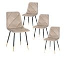 Lot De 4 Chaises Surpiqures Carreaux Velours Taupe - Cardo