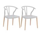 Lot De 2 Chaises Polypropylène Gris Clair Pied Bois - Scando