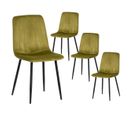 Lot De 4 Chaises Surpiqures Lignes Tissu Vert Clair - Lizio