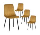 Lot De 4 Chaises Surpiqures Lignes Tissu Jaune - Lizio