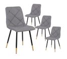 Lot De 4 Chaises Surpiqures Carreaux Grises - Cardo