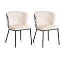 Lot De 2 Chaises Tissu Beige Motif Paon - Fuji