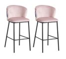 Lot De 2 Tabourets Tissu Rose Motif Géométrique - Fuji