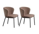 Lot De 2 Chaises Tissu Marron Imitation Laine - Fuji