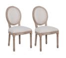 Lot De 2 Chaises Médaillon Bois Et Tissu Blanc - Emia