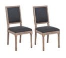 Lot De 2 Chaises Dossier Rectangulaire Tissu Gris - Emia