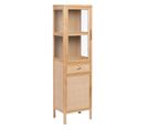 Armoire Vitrine 2 Portes Effet Bois Et Rotin - Julias