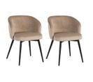 Lot De 2 Chaises Velours Taupe Piètement Métal Noir - Dolce