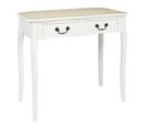 Bureau 2 Tiroirs Vintage Blanc Plateau Effet Bois - Sylva