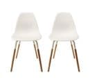 Lot De 2 Chaises Polypropylène Blanc Et Bois - Fluk