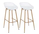 Lot De 2 Tabourets Blancs Pieds Effet Bois Verni - Tressie