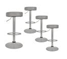 Lot De 4 Tabourets Réglables Simili Gris - Smido