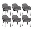 Lot De 6 Fauteuils Tissu Noir Et Gris Chiné - Piaga