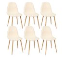 Lot De 6 Chaises Blanches à Motifs Pieds Effet Bois - Wap