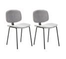 Lot De 2 Chaises En Velours Côtelé Gris Clair Piétement Métal Noir - Gary