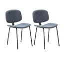 Lot De 2 Chaises En Velours Côtelé Bleu Piétement Métal Noir - Gary