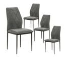 Lot De 4 Chaises Tissu Gris Anthracite Surpiqures Carreaux - Vollo