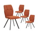 Lot De 4 Chaises Tissu Marron Effet Tricoté Pieds Métal Noir - Selma