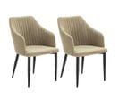 Lot De 2 Fauteuils Tissu Vert Surpiqures Verticales Pieds Métal Noir - Fasca