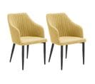 Lot De 2 Fauteuils Tissu Jaune Surpiqures Verticales Pieds Métal Noir - Fasca