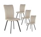 Lot De 4 Chaises Tissu Beige Surpiqué Pieds Métal Noir - Garrow