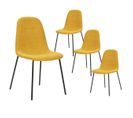 Lot De 4 Chaises Tissu Jaune Piétement Métal Noir - Marbie