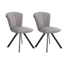 Lot De 2 Chaises Tissu Gris Surpiqué Pieds Métal Noir - Prestia