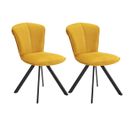 Lot De 2 Chaises Tissu Jaune Moutarde Surpiqué Pieds Métal Noir - Prestia