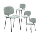 Lot De 4 Chaises En Velours Côtelé Vert D'eau Piétement Métal Noir - Gary