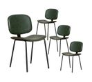 Lot De 4 Chaises En Simili Cuir Vert Piétement Métal Noir - Gary