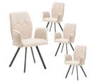 Lot De 4 Fauteuils Tissu Beige Effet Tricoté Pieds Métal Noir - Selma