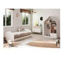 Chambre 90x200cm Avec Commode 4t Et Dressing Cabane Coloris Blanc Et Naturel - Kaina