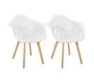 Lot De 2 Fauteuils Imitation Laine Motif Patchwork Blanc - Rohan