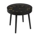 Table D'appoint Horloge Silencieuse Ø50cm Noir Et Or - Orlar